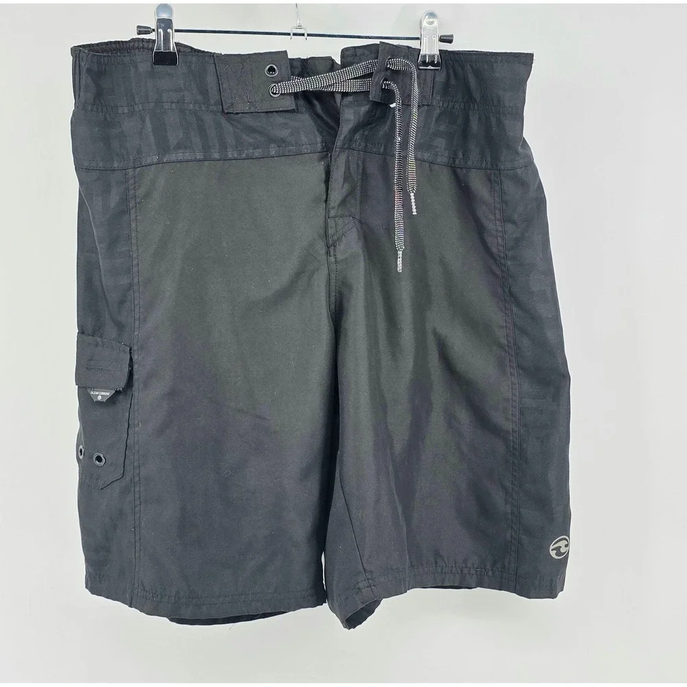 Ocean Current Cargo Lined Swim Trunks Mens Size Large Black Surf Beachwear
